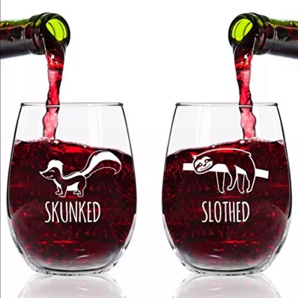 NWT DU VINO Funny Stemless Wine Glass Set - Picture 2 of 5